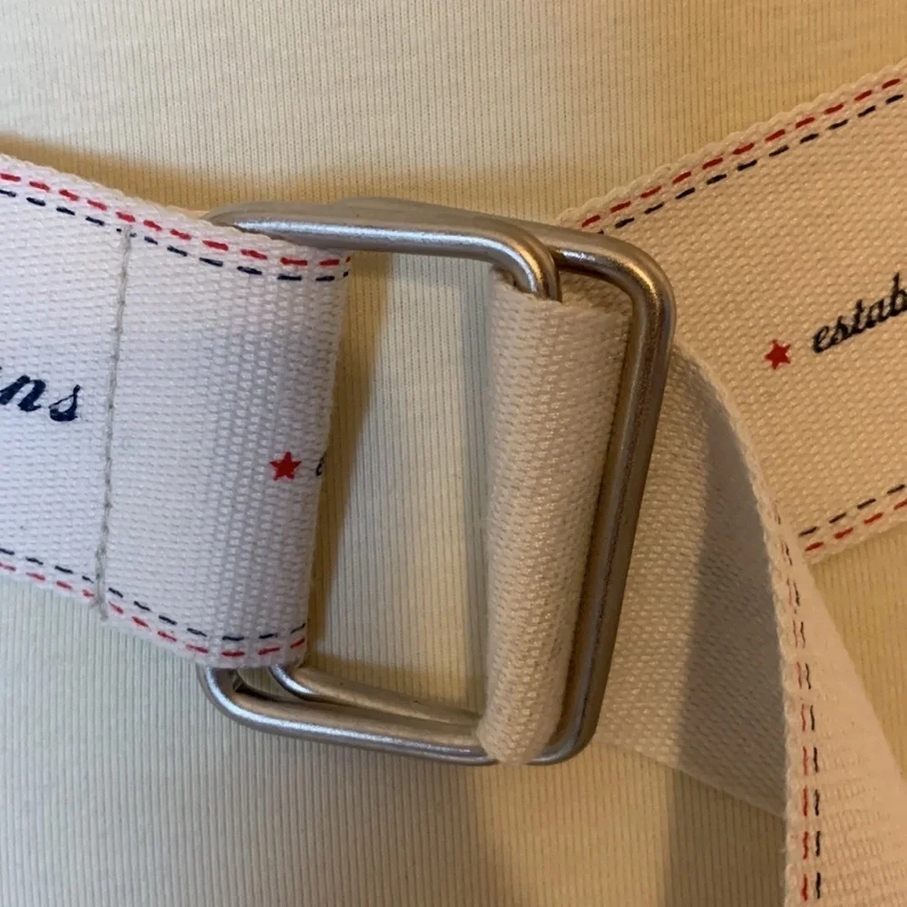 Tommy jeans white fabric / canvas belt with spellout